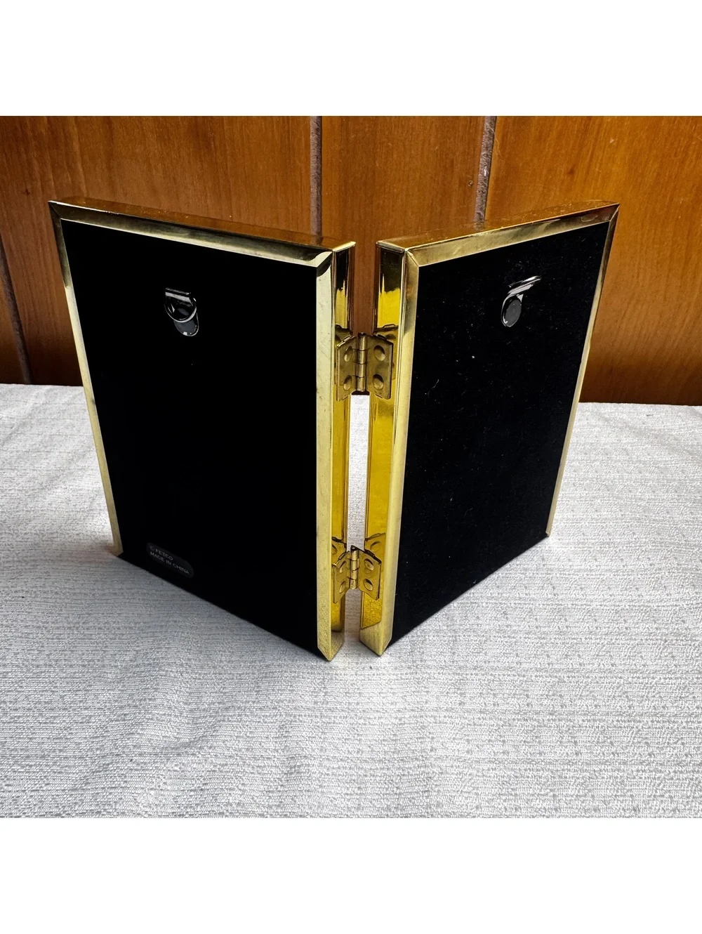 Vintage Fetco Solid Brass Double Photo Frame 3.5x5 Folding Frame